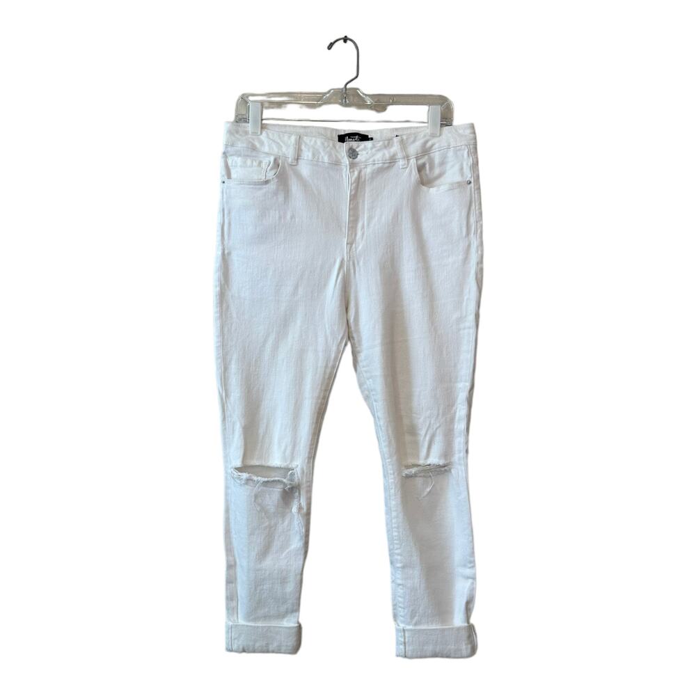 Nanette Lepore HW Grammercy Skinny White distressed jeans size 8
